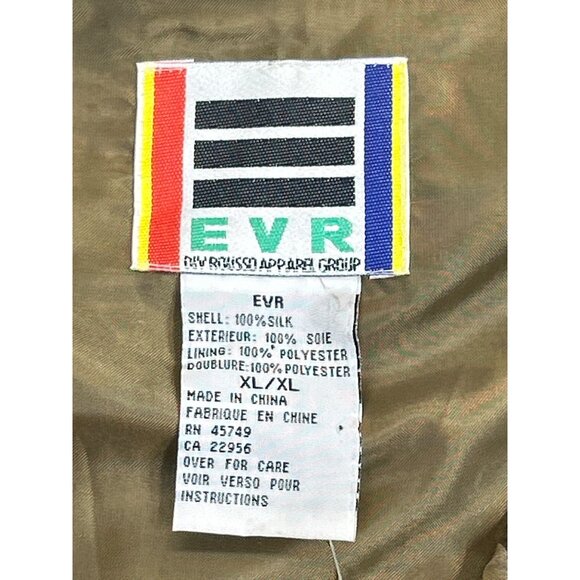 EVR Silk Bomber Jacket Pant Set Womens‎ XL Green Leopard Floral Vintage - Picture 5 of 16